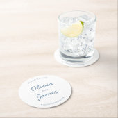 モダンScript エレガント Dusty Blue結婚のハッシュタグ ラウンドペーパーコースター (インサイチュ)