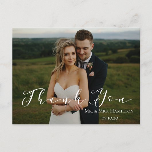 モダンScript 2-Photo Thank You Postague ポストカード (正面)