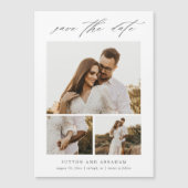 モダンScript 3エレガントフォトコラージュ救Dat マグネット招待状 (正面)