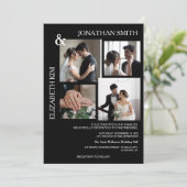 モダンScript 4エレガント Photo Grid Overlay結婚の 招待状 (スタンド正面)