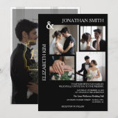 モダンScript 4エレガント Photo Grid Overlay結婚の 招待状 (正面/裏面)