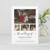 モダンScript 4フォトコラージュQRコードRSVP結婚's 招待状 (スタンド正面)