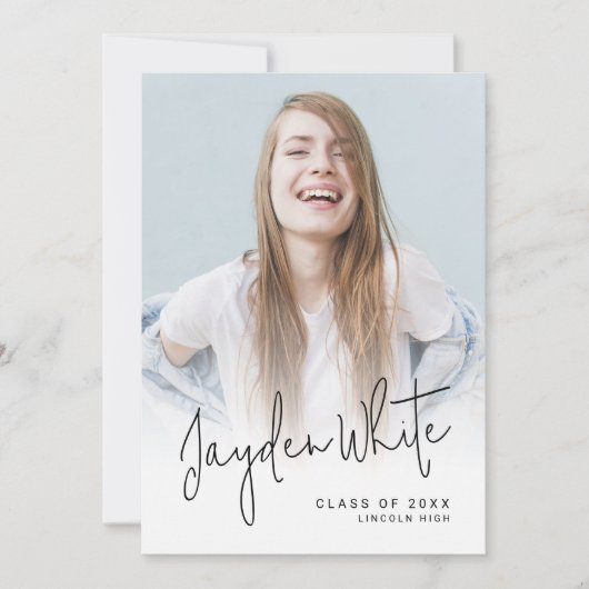 モダンScript 4写真卒業のお知らせ 招待状 (正面)