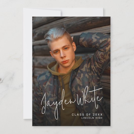 モダンScript 4写真卒業のお知らせ 招待状 (正面)