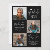 モダンScript 4写真卒業のお知らせ 招待状 (裏面)