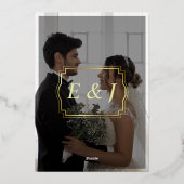 モダンScript 5エレガント Photo Grid Overlay結婚の 箔招待状 (裏面)
