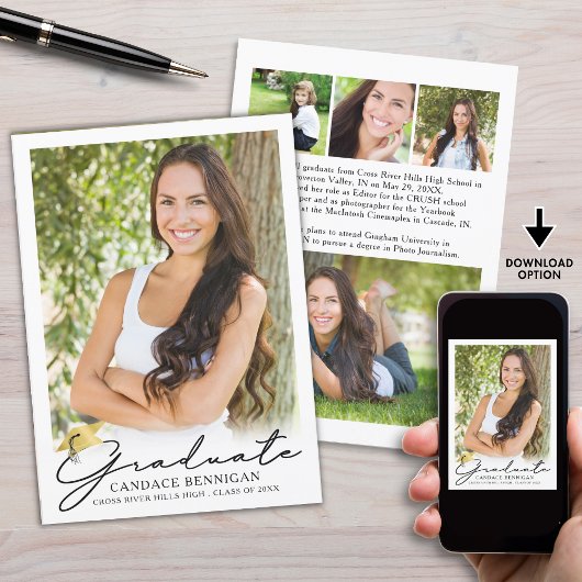 モダンScript 5写真の卒業発表 案内状