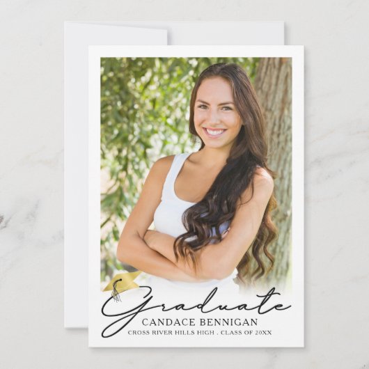 モダンScript 5写真の卒業発表 案内状 (正面)