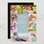 モダンScript 8数々の Photo日付の保存 招待状 (正面/裏面)