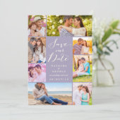 モダンScript 8数々の Photo日付の保存 招待状 (スタンド正面)