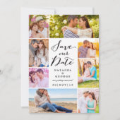 モダンScript 8数々の Photo日付の保存 招待状 (正面)