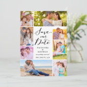 モダンScript 8数々の Photo日付の保存 招待状 (スタンド正面)