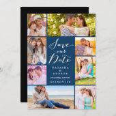 モダンScript 8数々の Photo日付の保存 招待状 (正面/裏面)