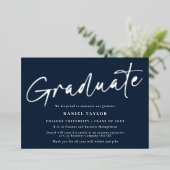 モダンScript Blue Silver卒業発表 箔招待状 (立ち正面)