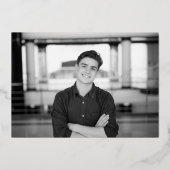 モダンScript Blue Silver卒業発表 箔招待状 (裏面)