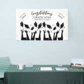 モダンScript Cap Tossホワイト卒業パーティー 横断幕 (トレードショー)