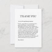 モダンScript Cap Tossホワイト卒業 サンキューカード (裏面)
