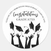 モダンScript Cap Tossホワイト卒業 ラウンドシール (正面)