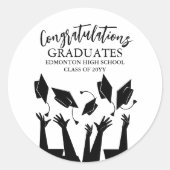 モダンScript Cap Tossホワイト卒業 ラウンドシール (正面)