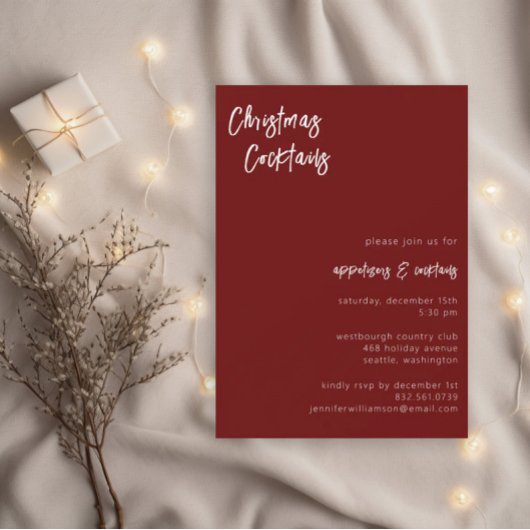 モダンScript Christmas Cocktails | ホリデーパーティー 招待状