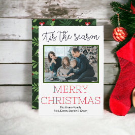 モダンScript Christmas Photo Year in Review シーズンカード