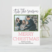 モダンScript Christmas Photo Year in Review シーズンカード (スタンド正面)