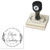 モダンScript Circular結婚's Thank You ラバースタンプ (押印)