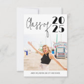 モダンScript Class of シンプル Photo Graduation 招待状 (正面)