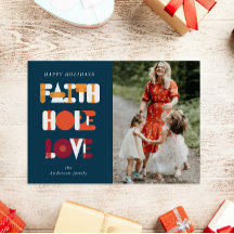 モダンScript Faith Holiday Photo Card
