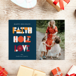 モダンScript Faith Holiday Photo Card シーズンカード