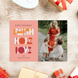 モダンScript Faith Holiday Photo Card シーズンカード