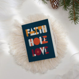 モダンScript Faith Hope Love Holiday Photo Card シーズンカード