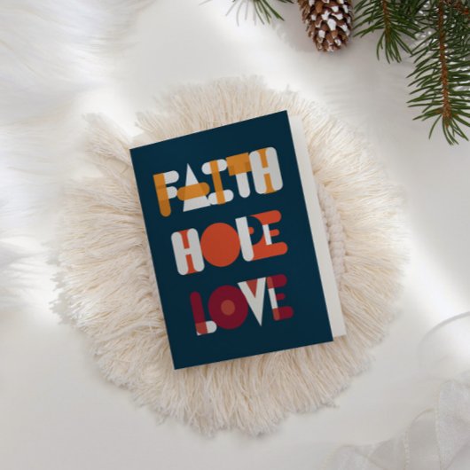 モダンScript Faith Hope Love Holiday Photo Card シーズンカード