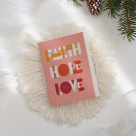 モダンScript Faith Hope Love Holiday Photo Card シーズンカード