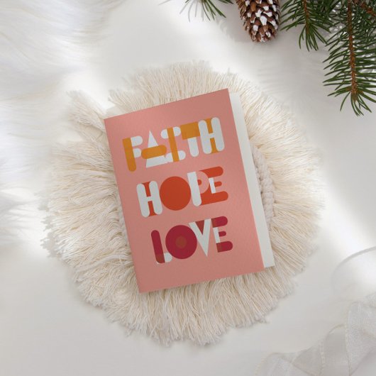 モダンScript Faith Hope Love Holiday Photo Card シーズンカード