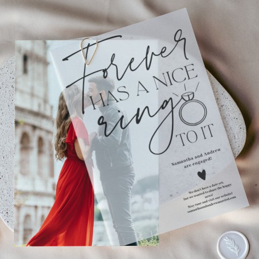 モダンScript Foreverリングや輪スクリプト婚約 ベラム紙招待状