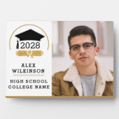 モダンScript Grad Capのシンプル卒業写真 フォトプラーク (正面)