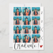 モダンScript Graduate 12 Photo Collageありがとう サンキューカード (正面)