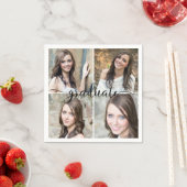 モダンSCRIPT GRADUATE 4 Photo Collage スタンダードカクテルナプキン (インサイチュ)