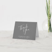 モダンScript Gray結婚's Thank You カード (正面)