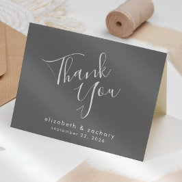 モダンScript Gray結婚's Thank You カード