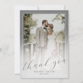 モダンScript Gray 2-Photo's 結婚 Thank You サンキューカード (正面)