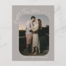 モダンScript Happy New Yearフォトホリデー