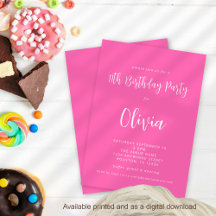 モダンScript Hot Pink 11th Birthdayパーティー