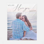 モダンScript I Love Youフォトフリースブランケット フリースブランケット (正面)