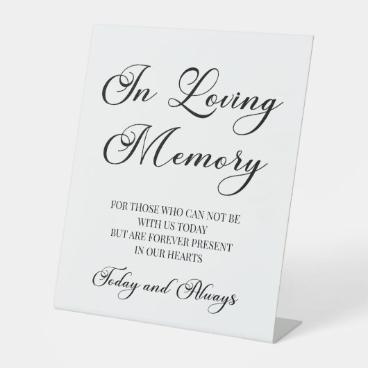 モダンScript 'In Loving Memory'メモリアル記号 台座サイン (正面)
