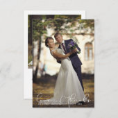 モダンSCRIPT LOVE AND PHOTO感謝していの結婚感謝していBGM サンキューカード (正面/裏面)