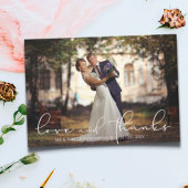 モダンScript LOVE AND PHOTO感謝してい結婚's サンキューカード