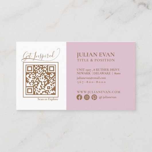 モダンScript Luxe Pinkホログラフィック美しい 名刺 (裏面)