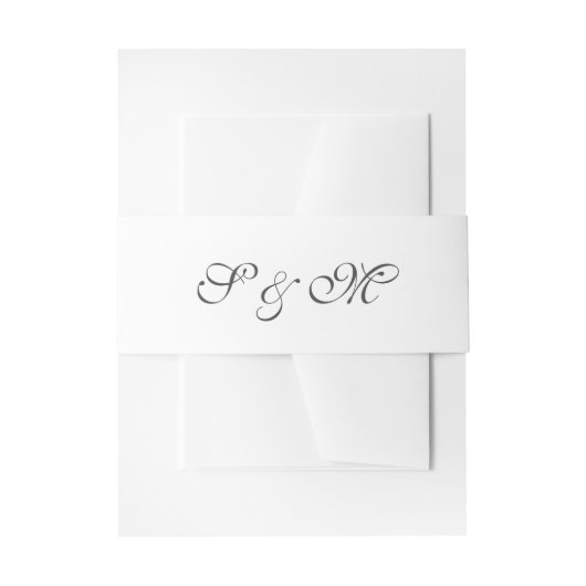 モダンScript Monogram結婚の 招待状ベリーバンド (正面例)